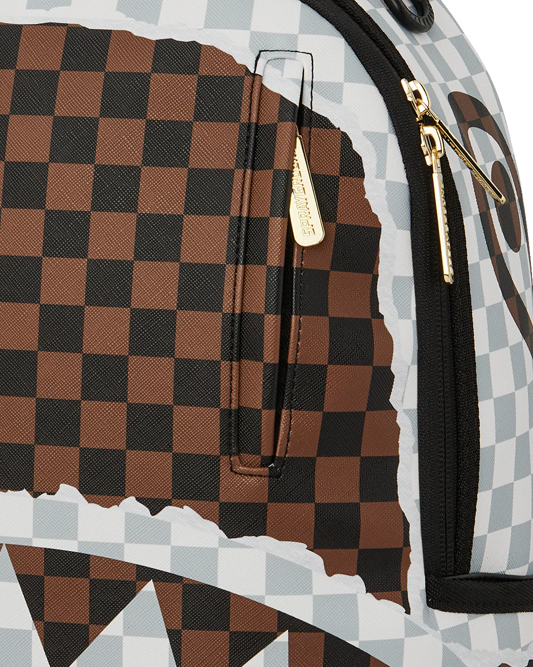 CREAM AND BROWN TEAR CHECK BACKPACK - Image 6