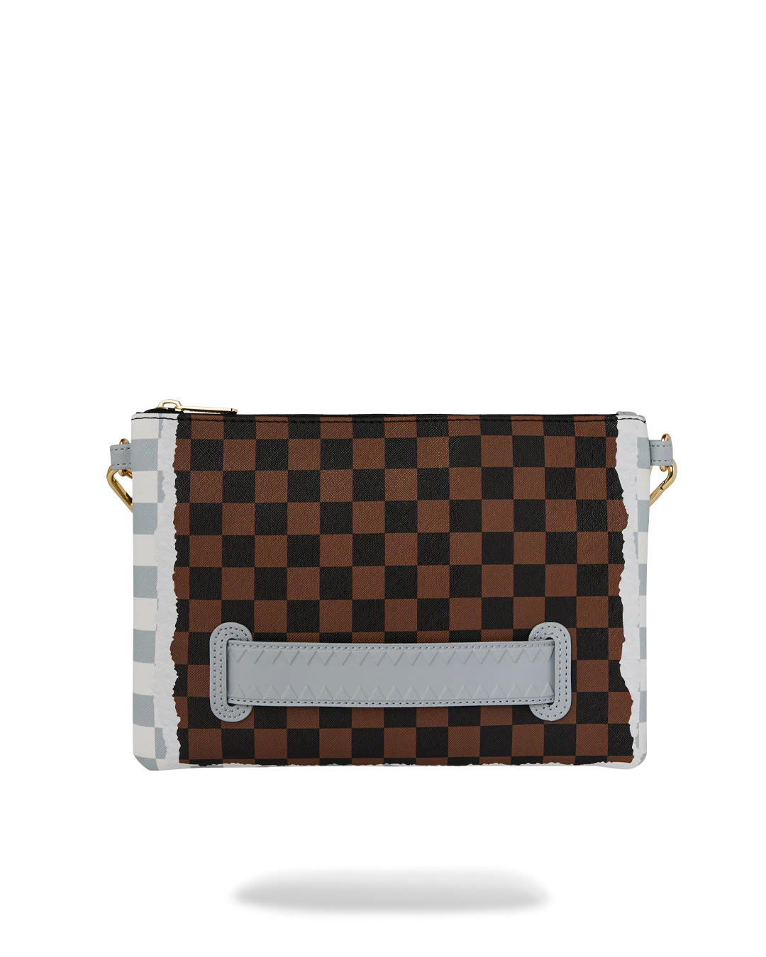 CREAM AND BROWN TEAR CHECK CROSSOVER CLUTCH - Image 3