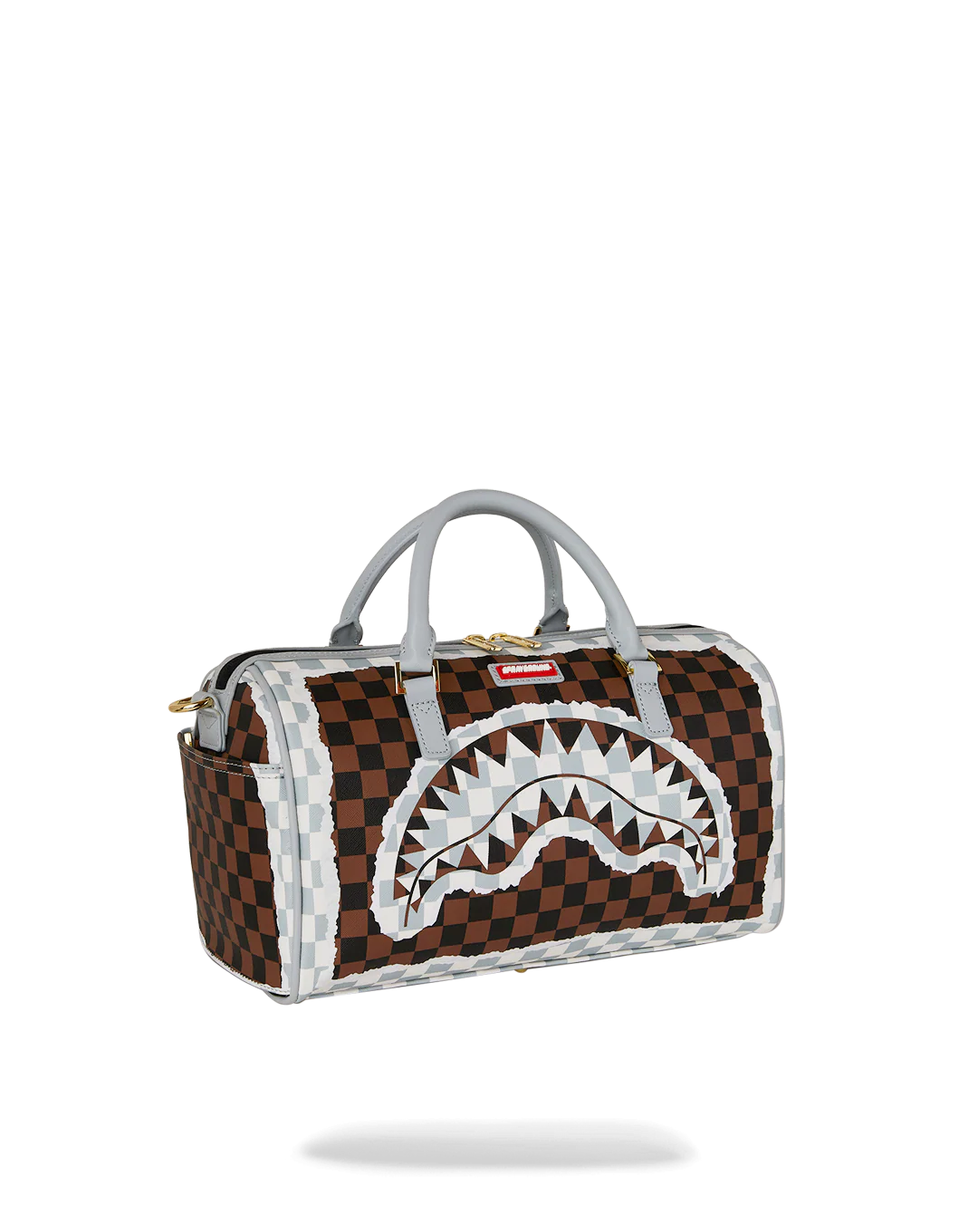 CREAM AND BROWN TEAR CHECK MINI DUFFLE - Image 2