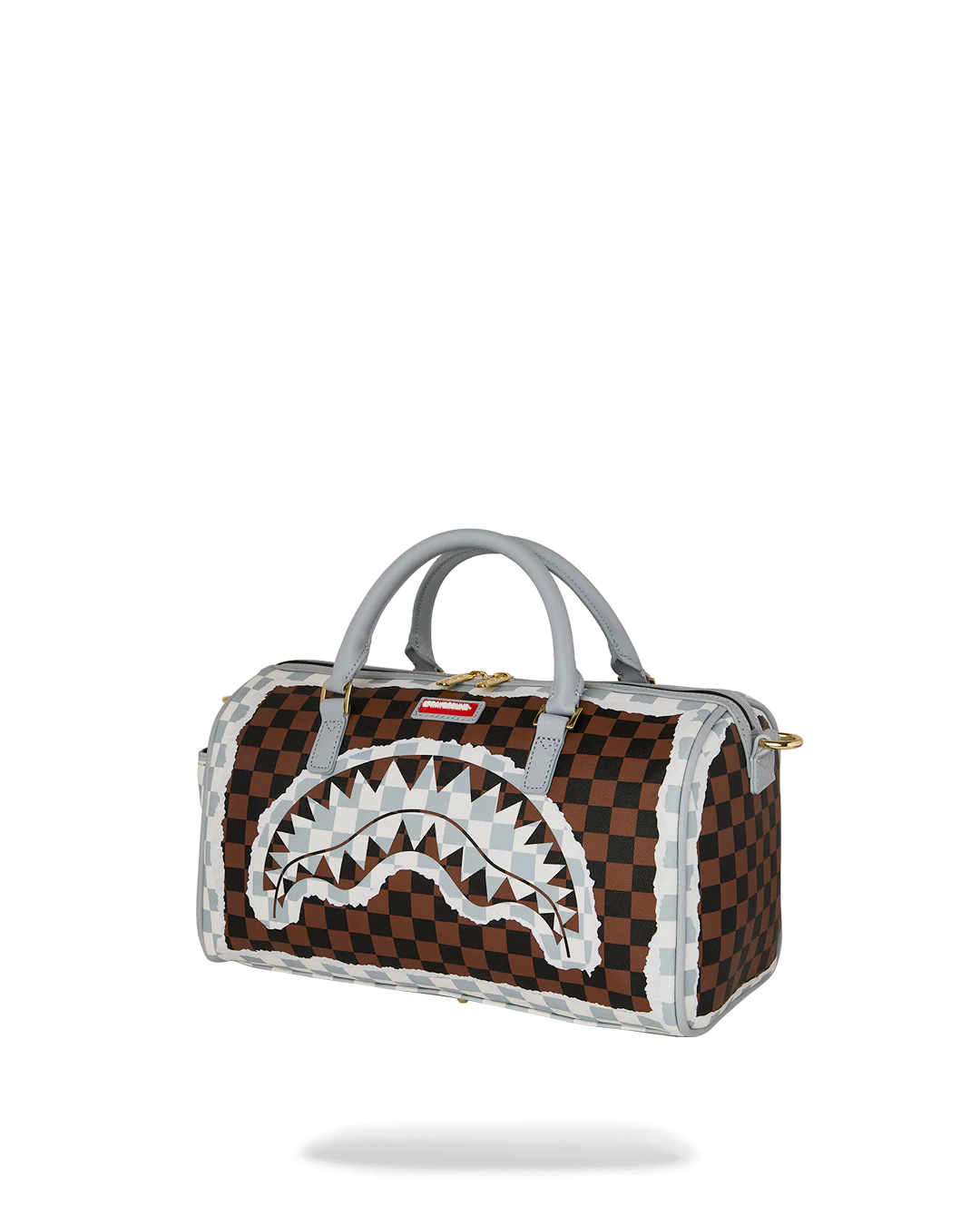CREAM AND BROWN TEAR CHECK MINI DUFFLE - Image 3