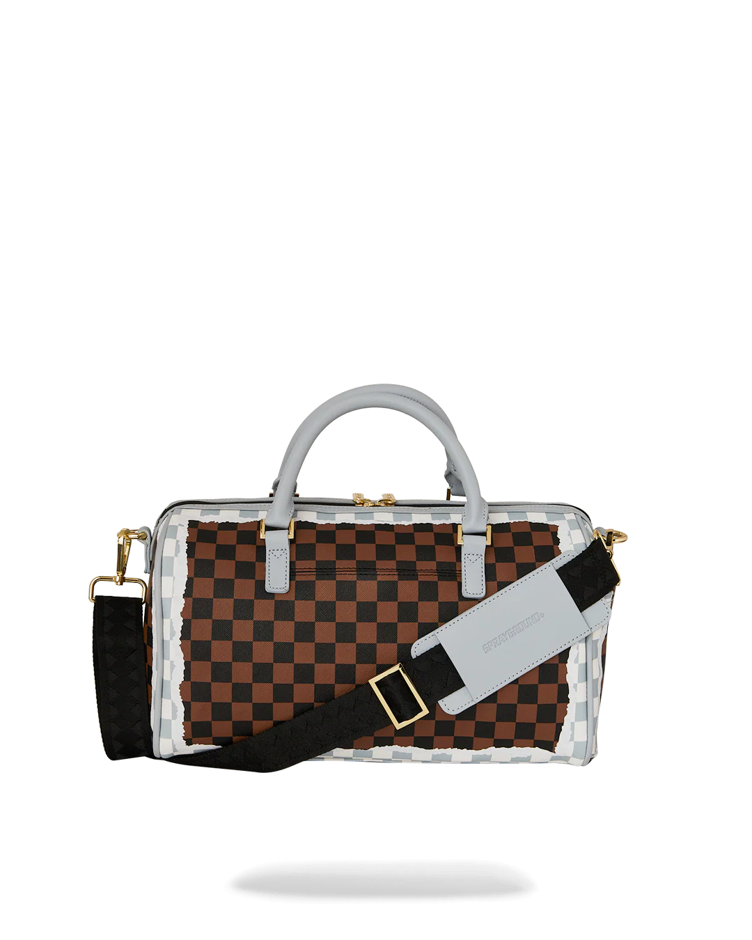 CREAM AND BROWN TEAR CHECK MINI DUFFLE - Image 4
