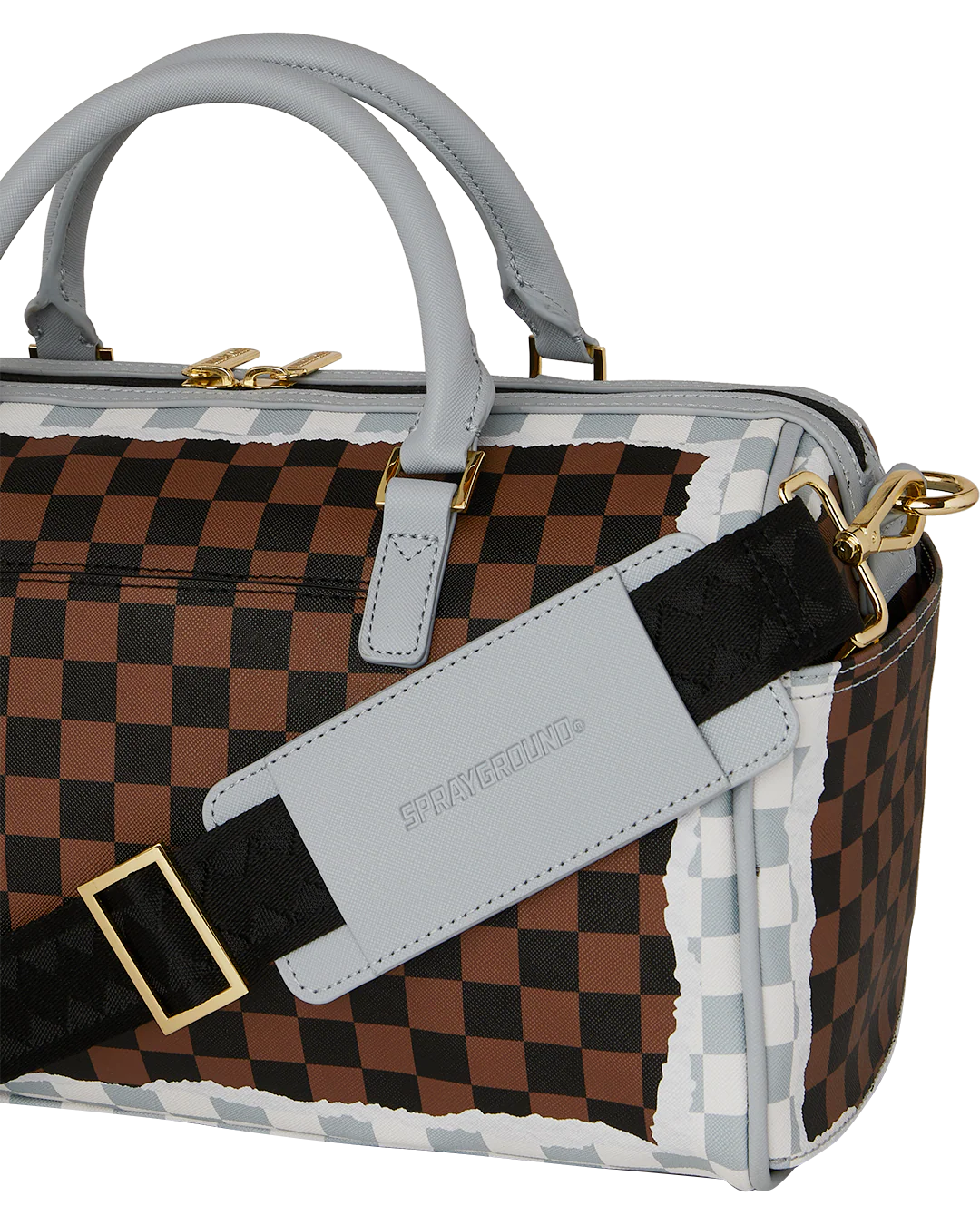 CREAM AND BROWN TEAR CHECK MINI DUFFLE - Image 5
