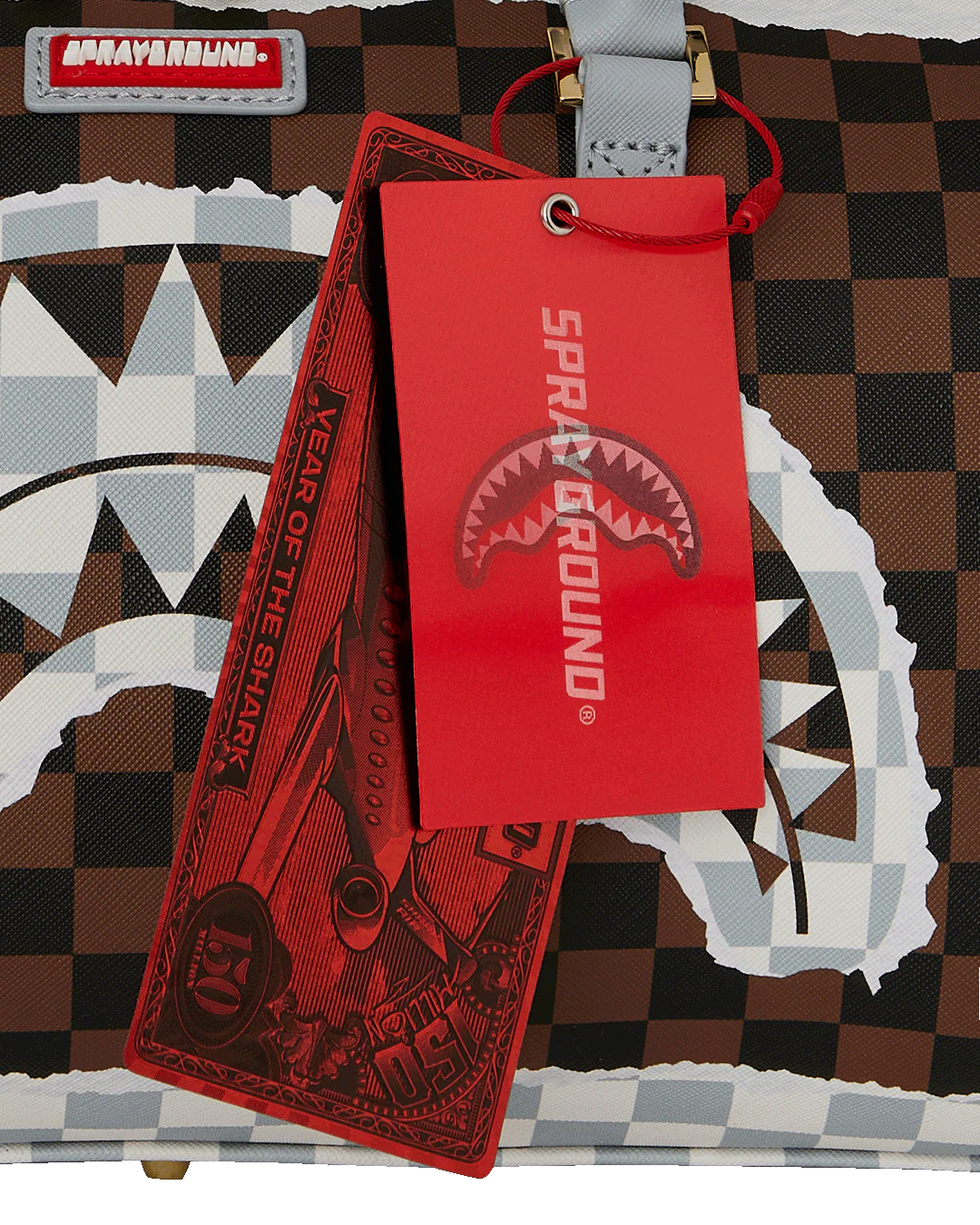 CREAM AND BROWN TEAR CHECK MINI DUFFLE - Image 8