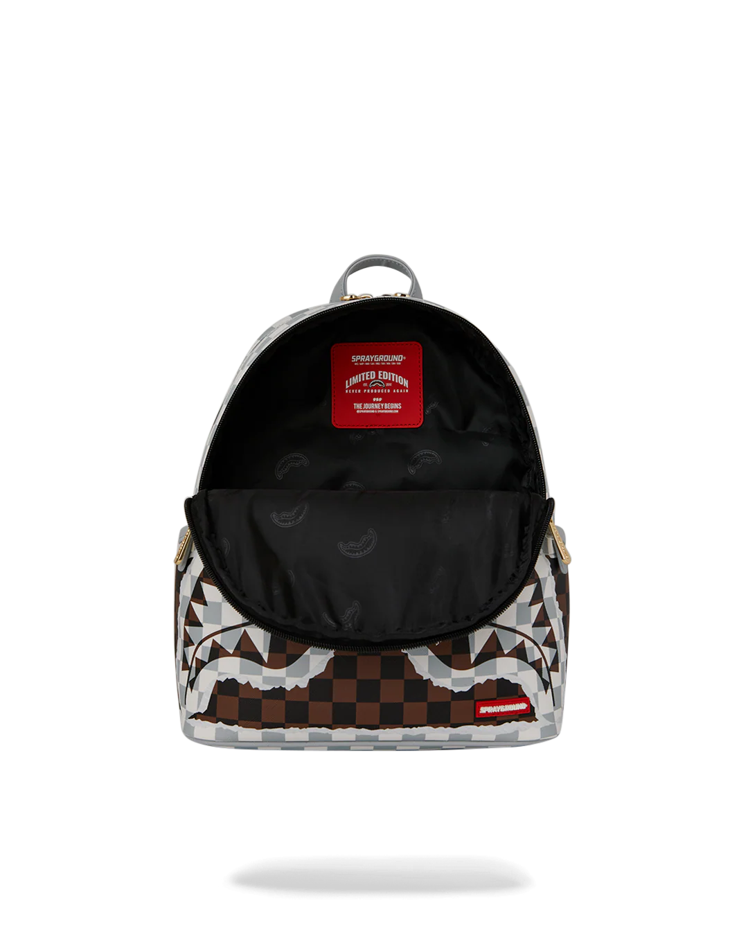 CREAM AND BROWN TEAR CHECK SAVAGE BACKPACK - Image 5