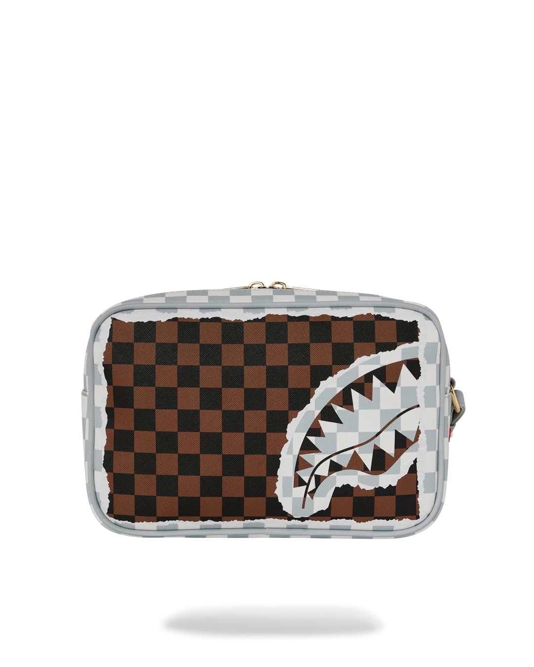 CREAM AND BROWN TEAR CHECK TOILETRY BAG - Image 3
