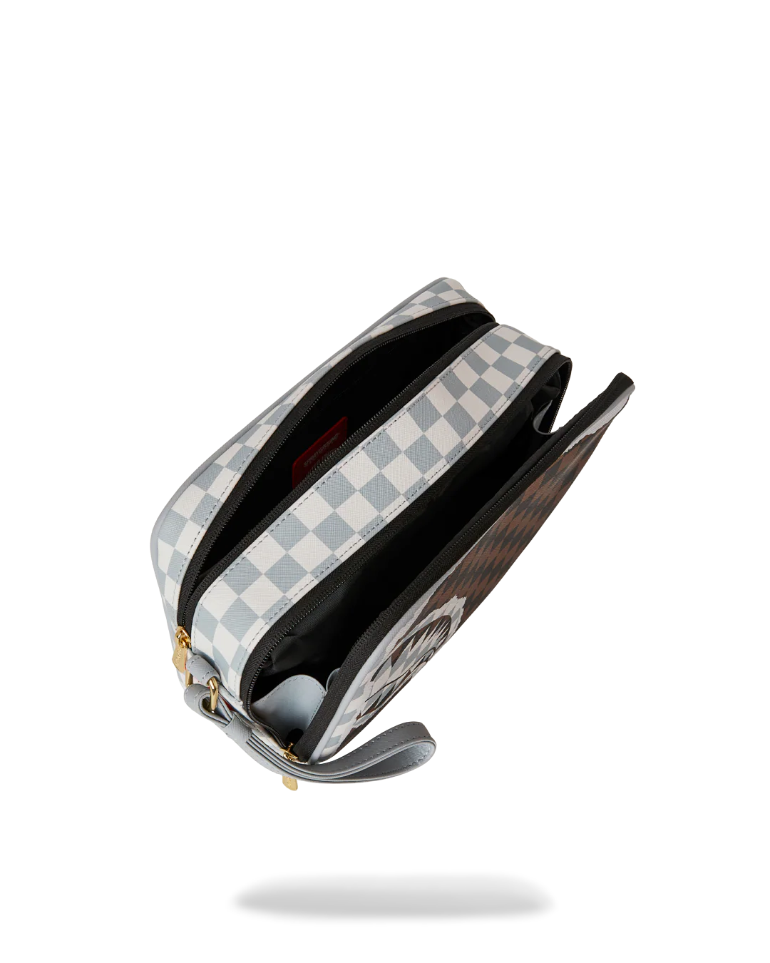 CREAM AND BROWN TEAR CHECK TOILETRY BAG - Image 4