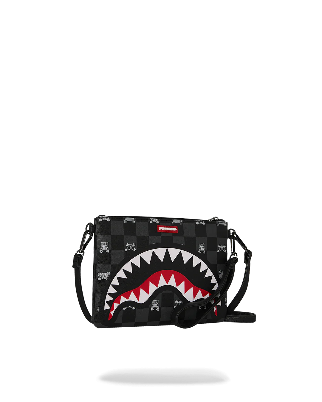 GRAY PEEKING CHARACTER CHECK CROSSOVER CLUTCH - Image 2