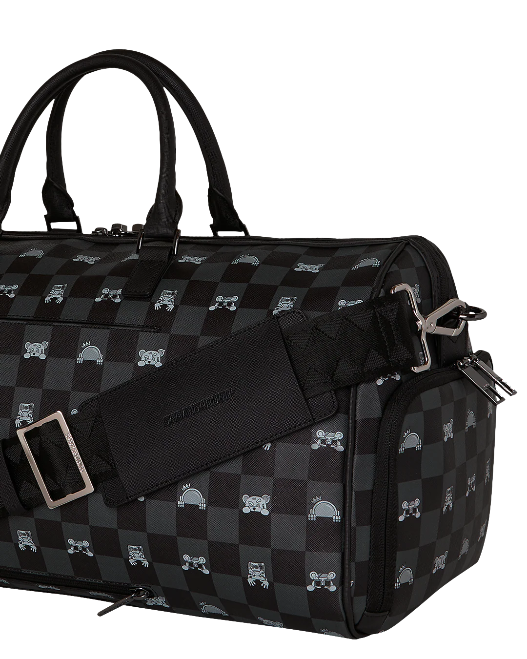 GRAY PEEKING CHARACTER CHECK DUFFLE - Image 5