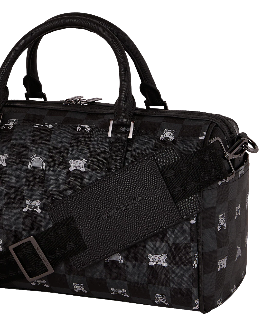 GRAY PEEKING CHARACTER CHECK MINI DUFFLE - Image 5