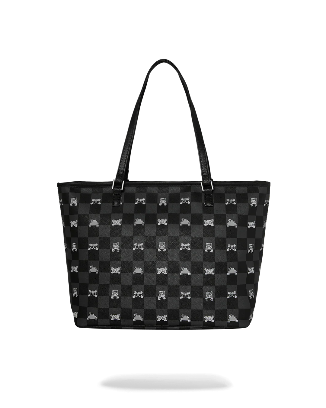 GRAY PEEKING CHARACTER CHECK TOTE - Image 3