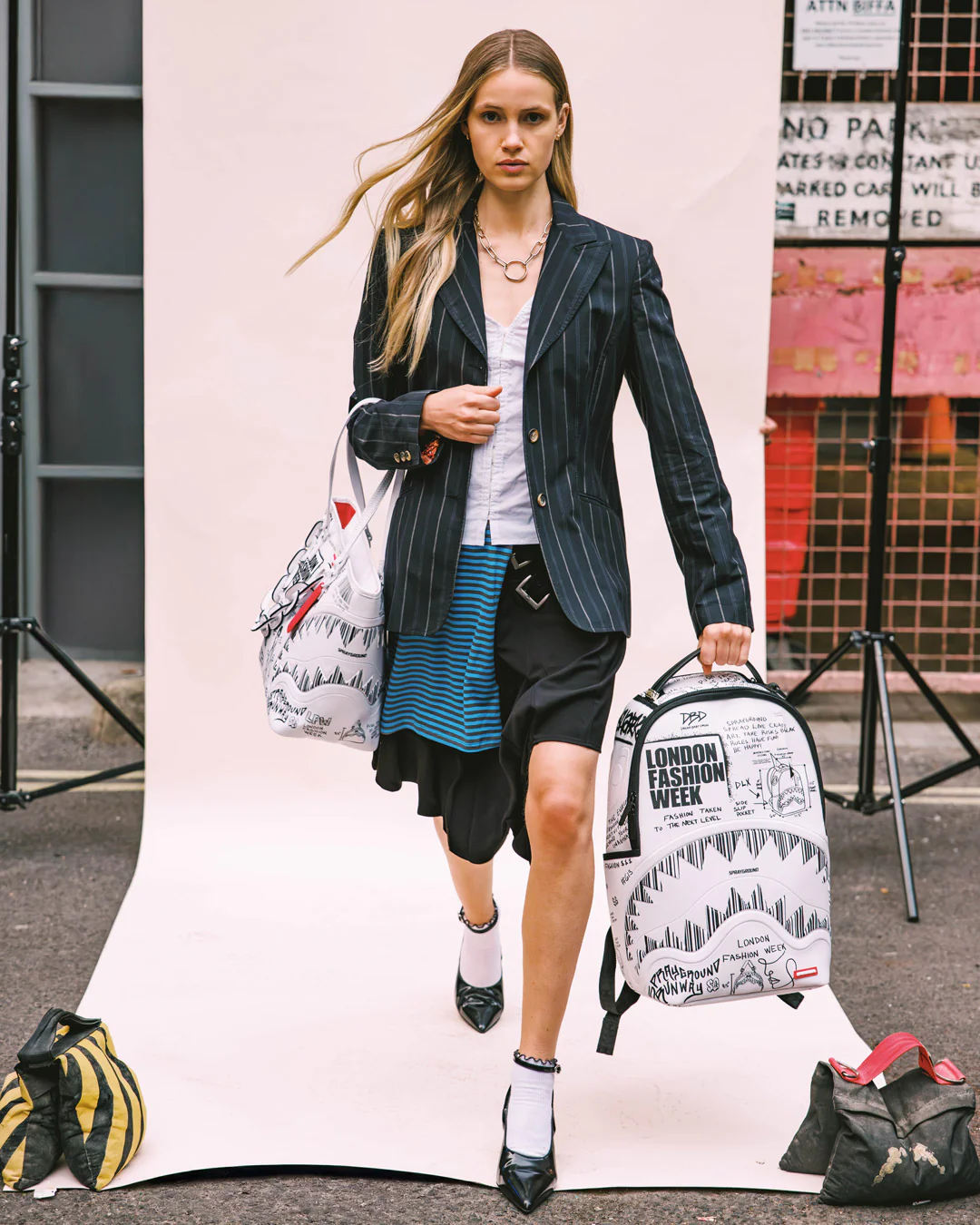 LFW SKETCHED BLACK AND WHITE DLXSV BACKPACK - Image 2