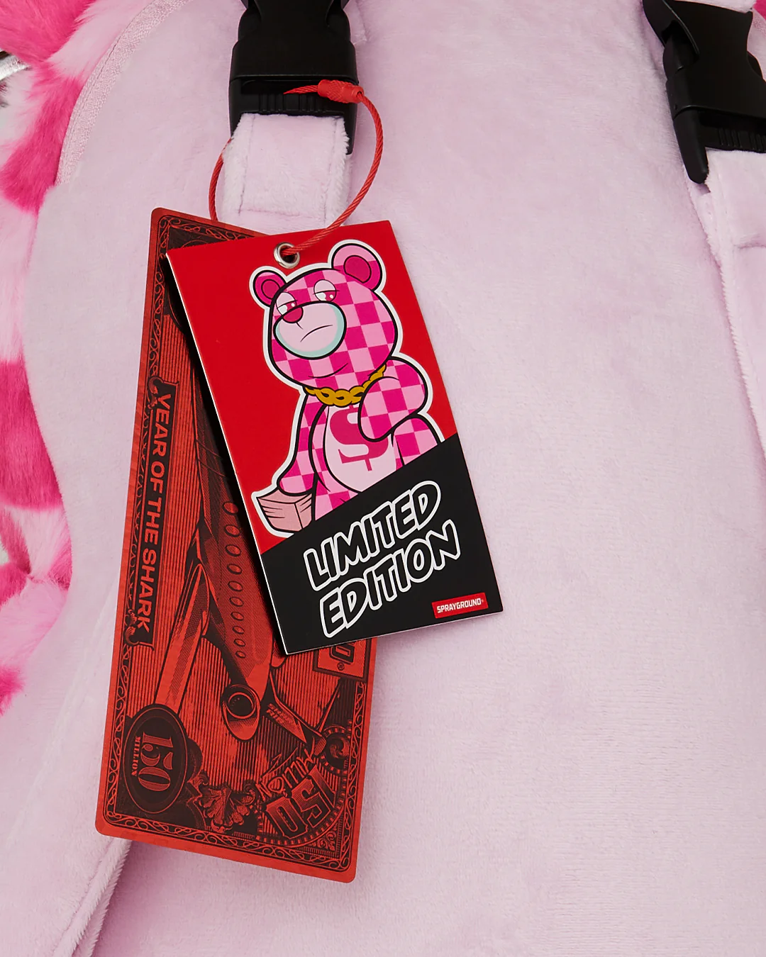 PINK FUR CHECK MONEYBEAR BACKPACK - Image 8